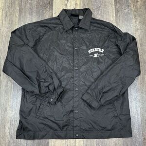 Vintage Starter Collared Snap Button Windbreaker Nylon Black‎ Coach Jacket Y2K